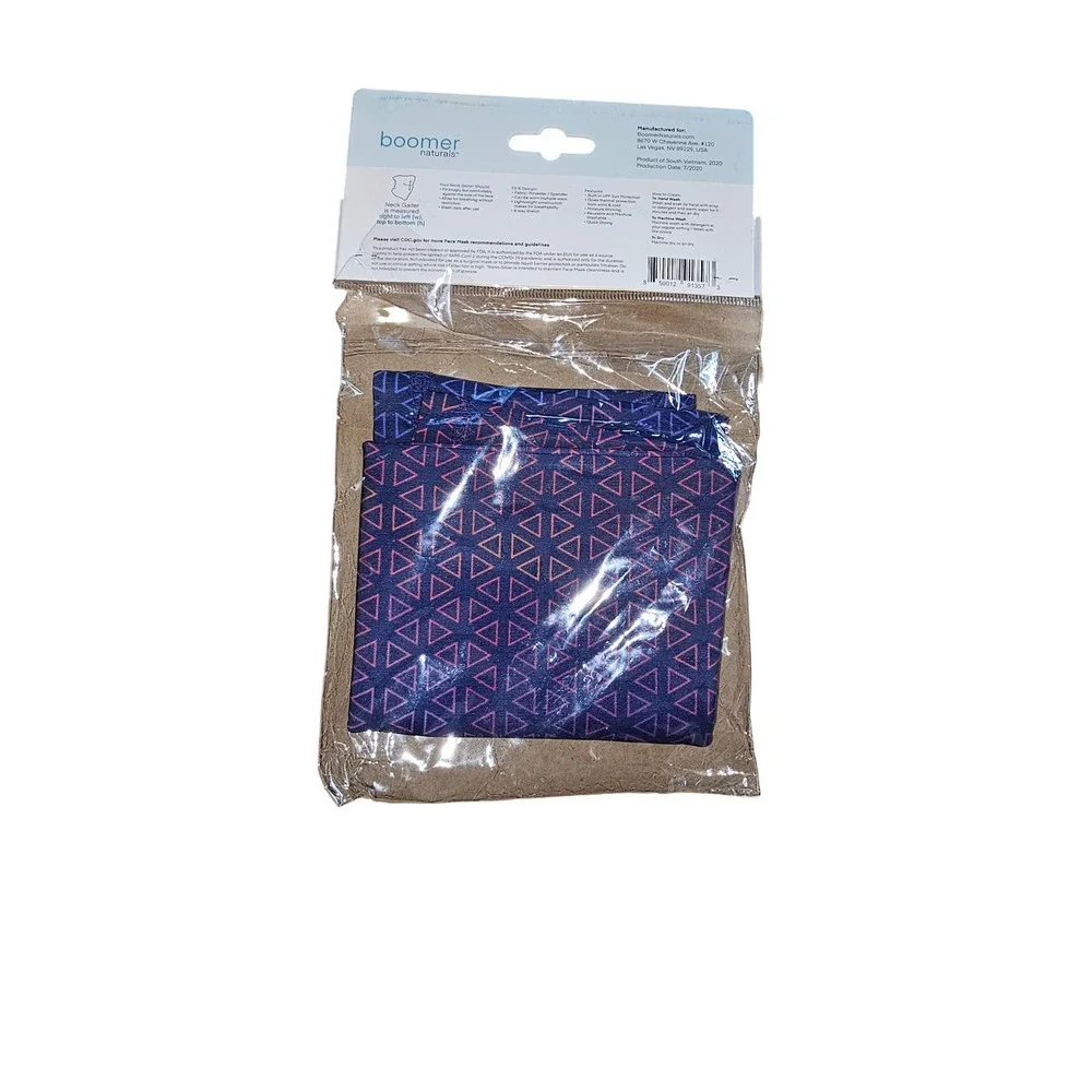 Boomer Naturals Neck Gaiter Purple Geometric Triangle Face Mask S/M #676